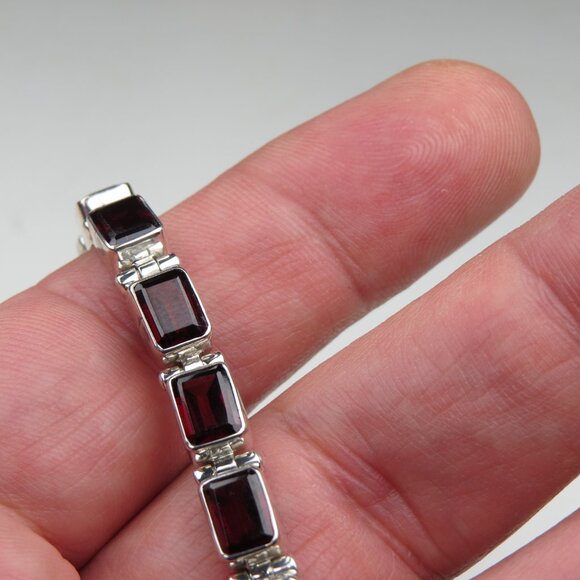 Sterling Silver Garnet Bracelet - Picture 10 of 10